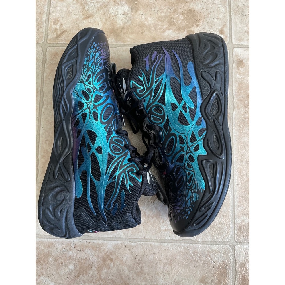 Puma MB.03 LaMelo Ball Iridescent Black Teal Basketball Shoe 311316-01 Youth 6.5